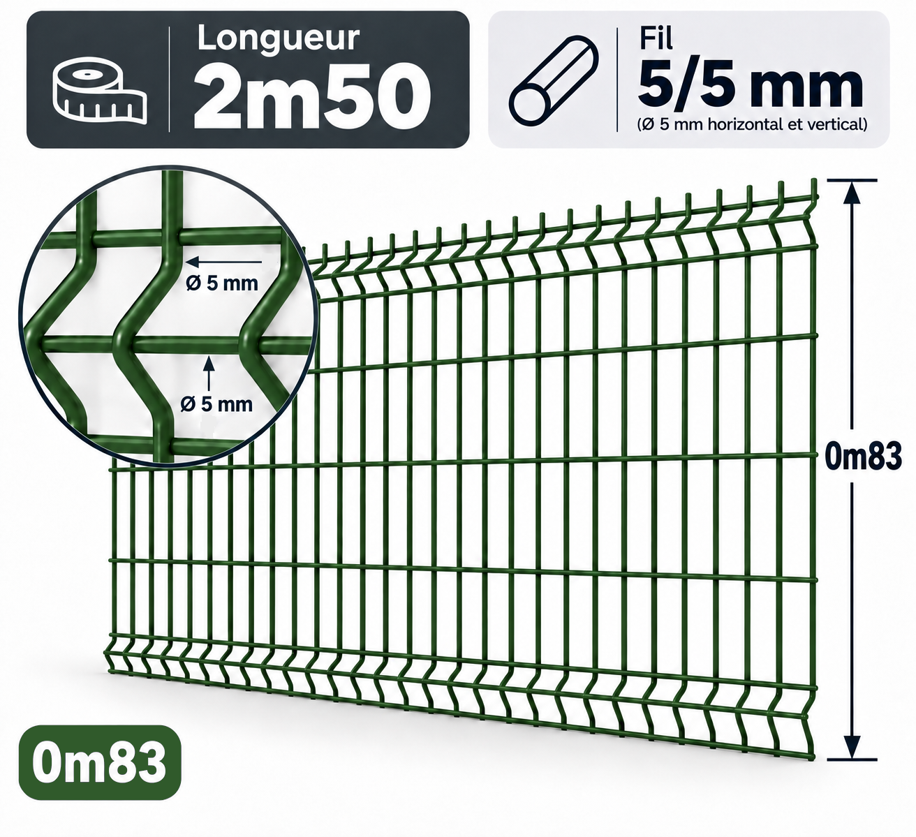 Grillage rigide 0m83 vert