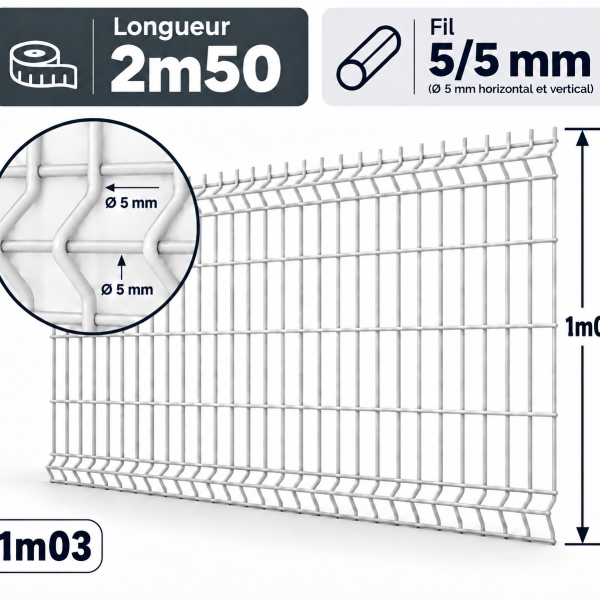 Grillage rigide 1m03 blanc