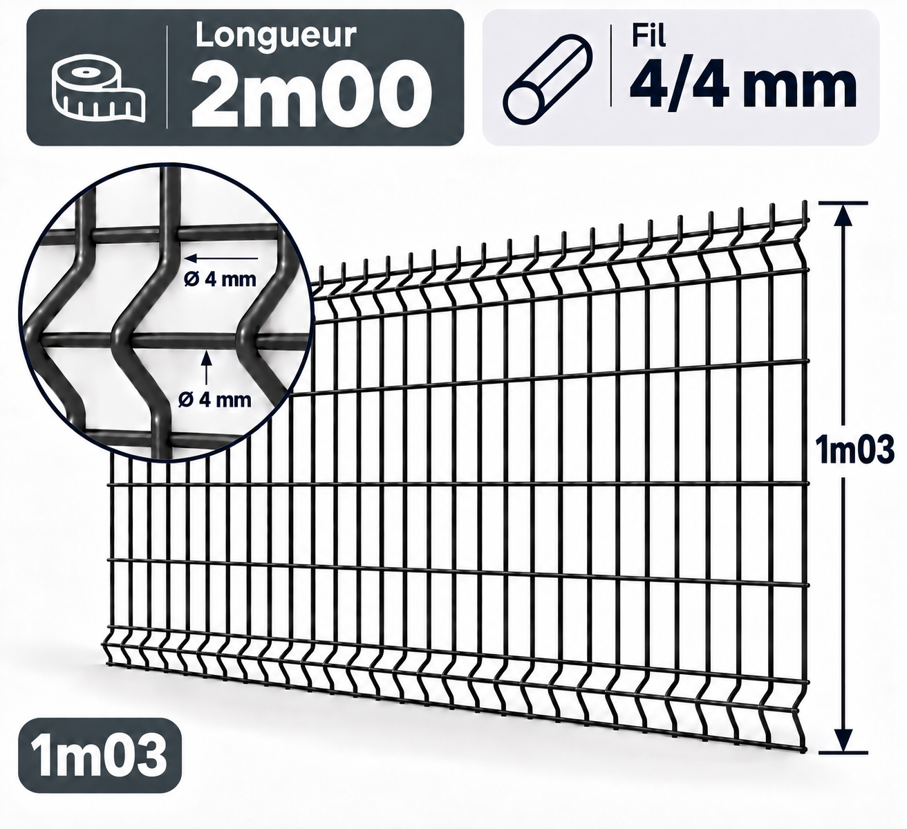 Grillage rigide 1m03 gris anthracite 4/4