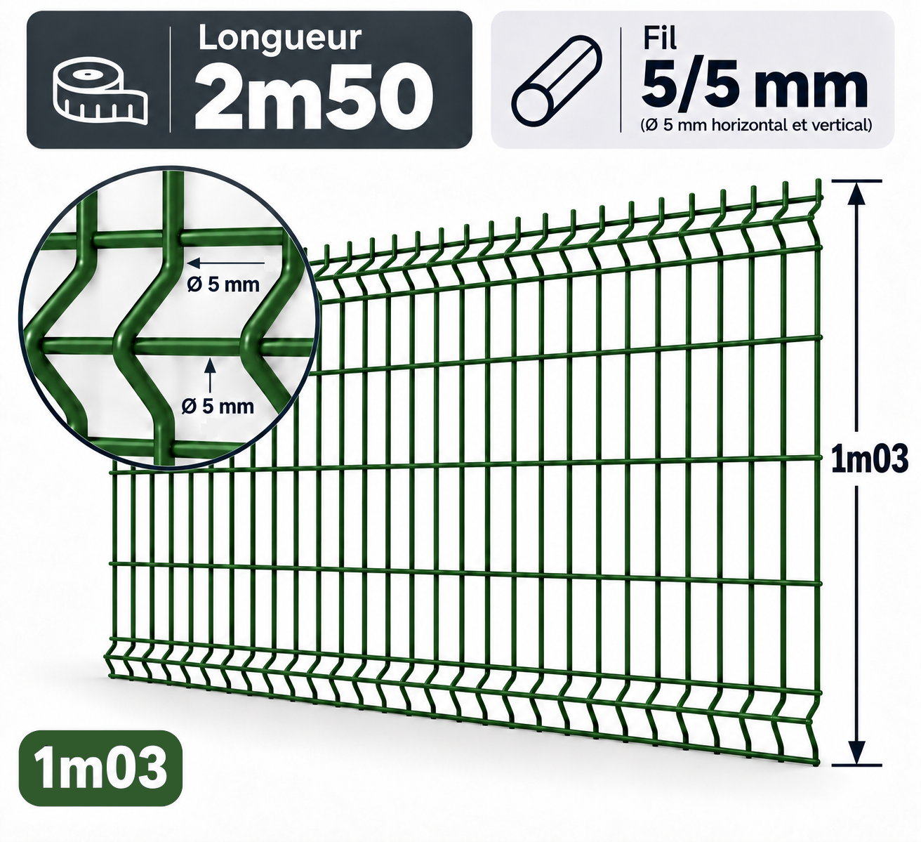 Grillage rigide 1m03 vert