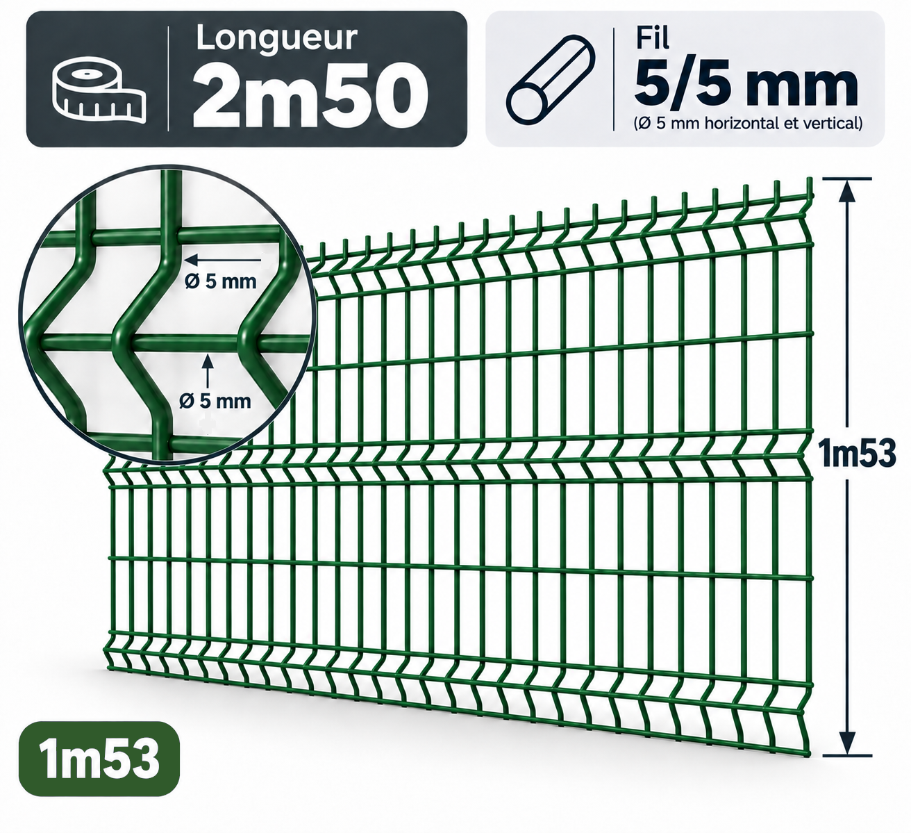Grillage rigide 1m53 vert