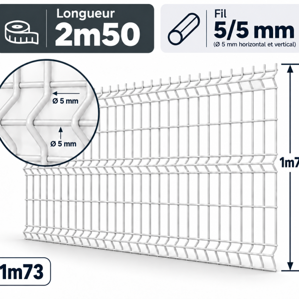 Grillage rigide 1m73 blanc