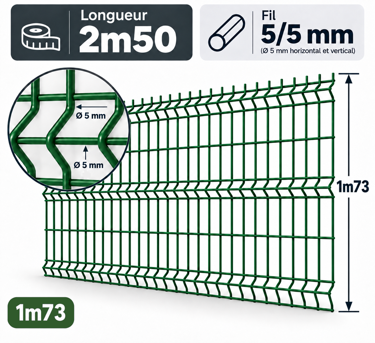 Grillage rigide 1m73 vert