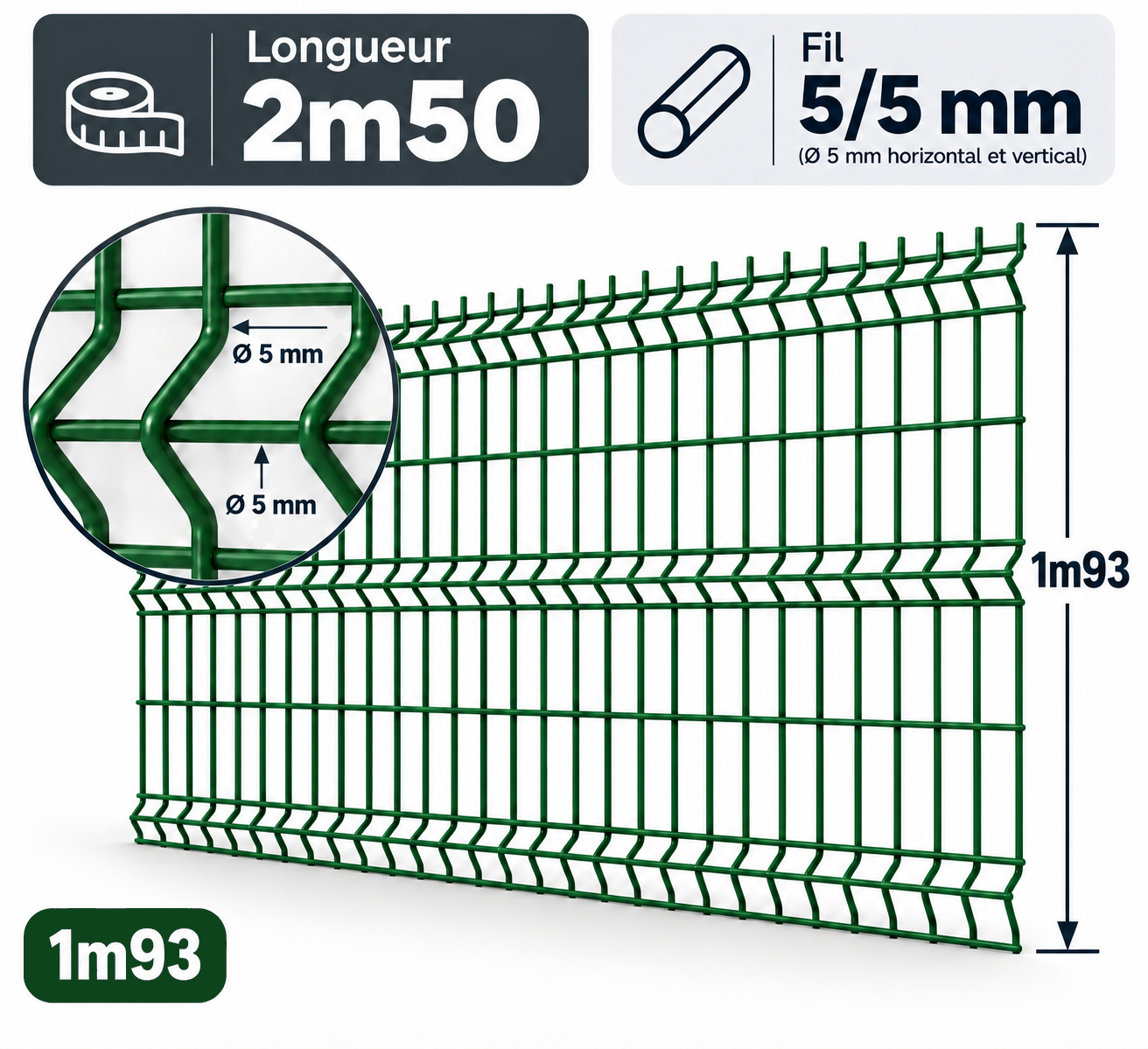 Grillage rigide 1m93 vert